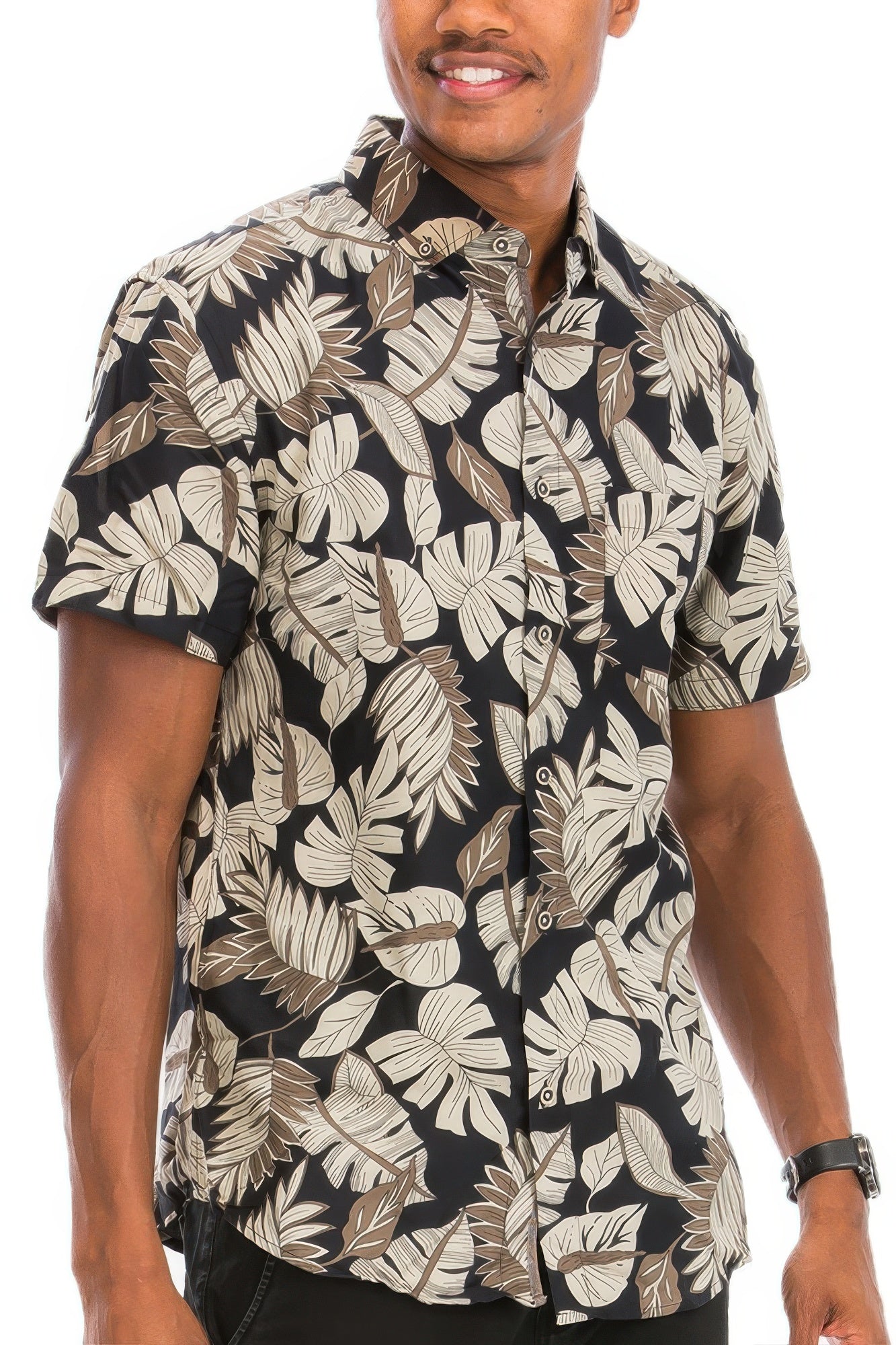 Hawaiian Print Button Down Shirt Multi 3
