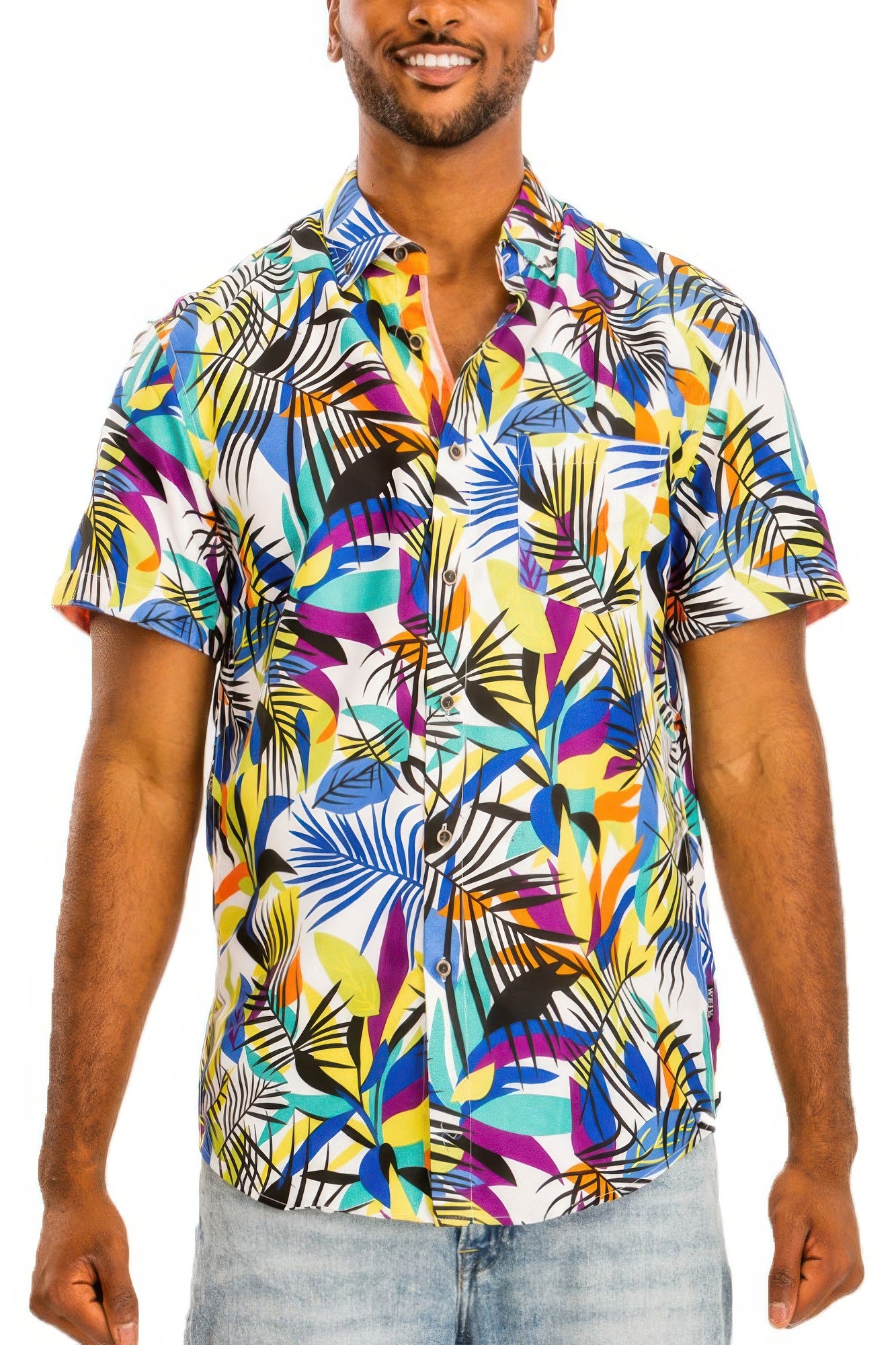 Hawaiian Print Button Down Shirt Multi Colors