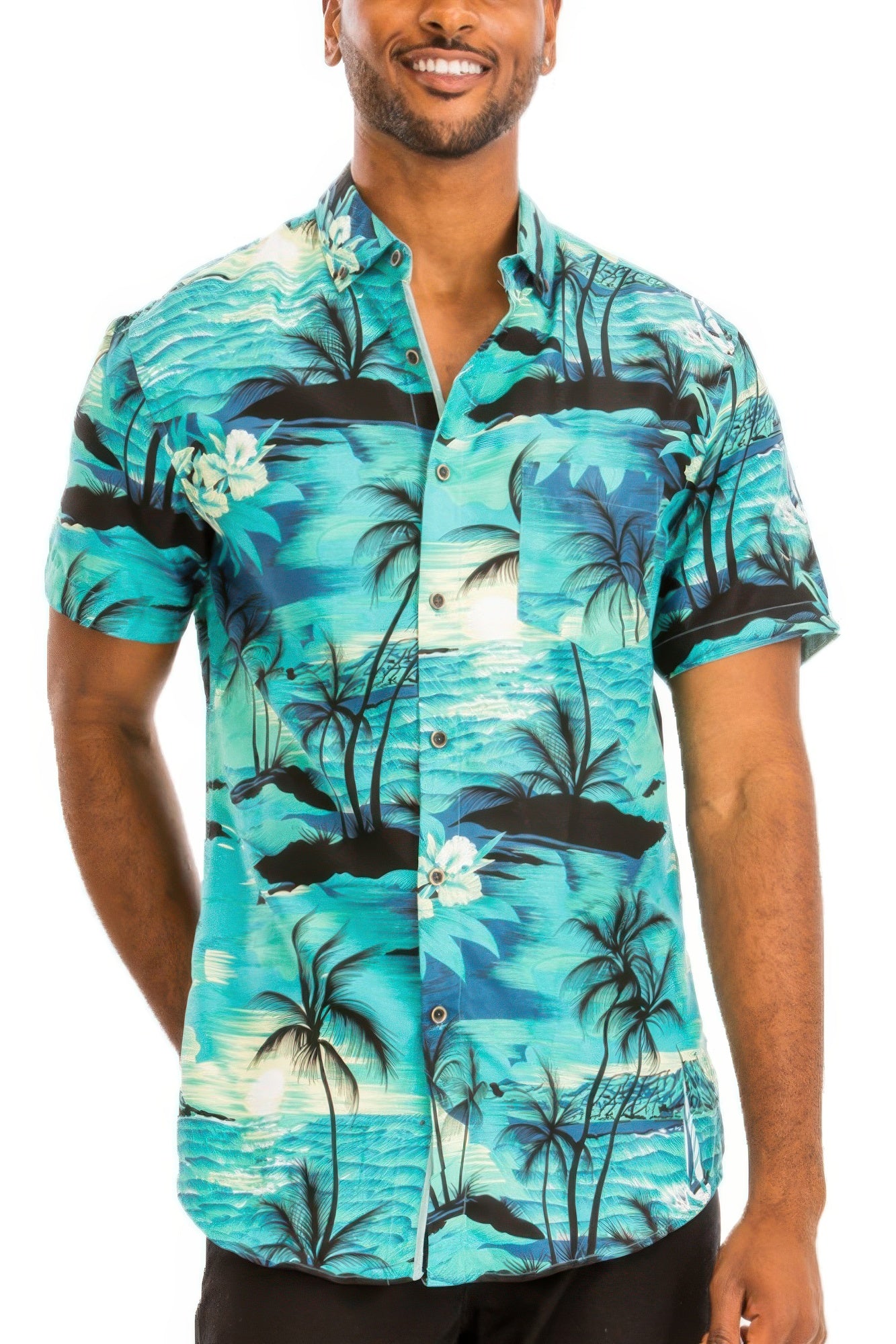 Hawaiian Print Button Down Shirt Multi Floral