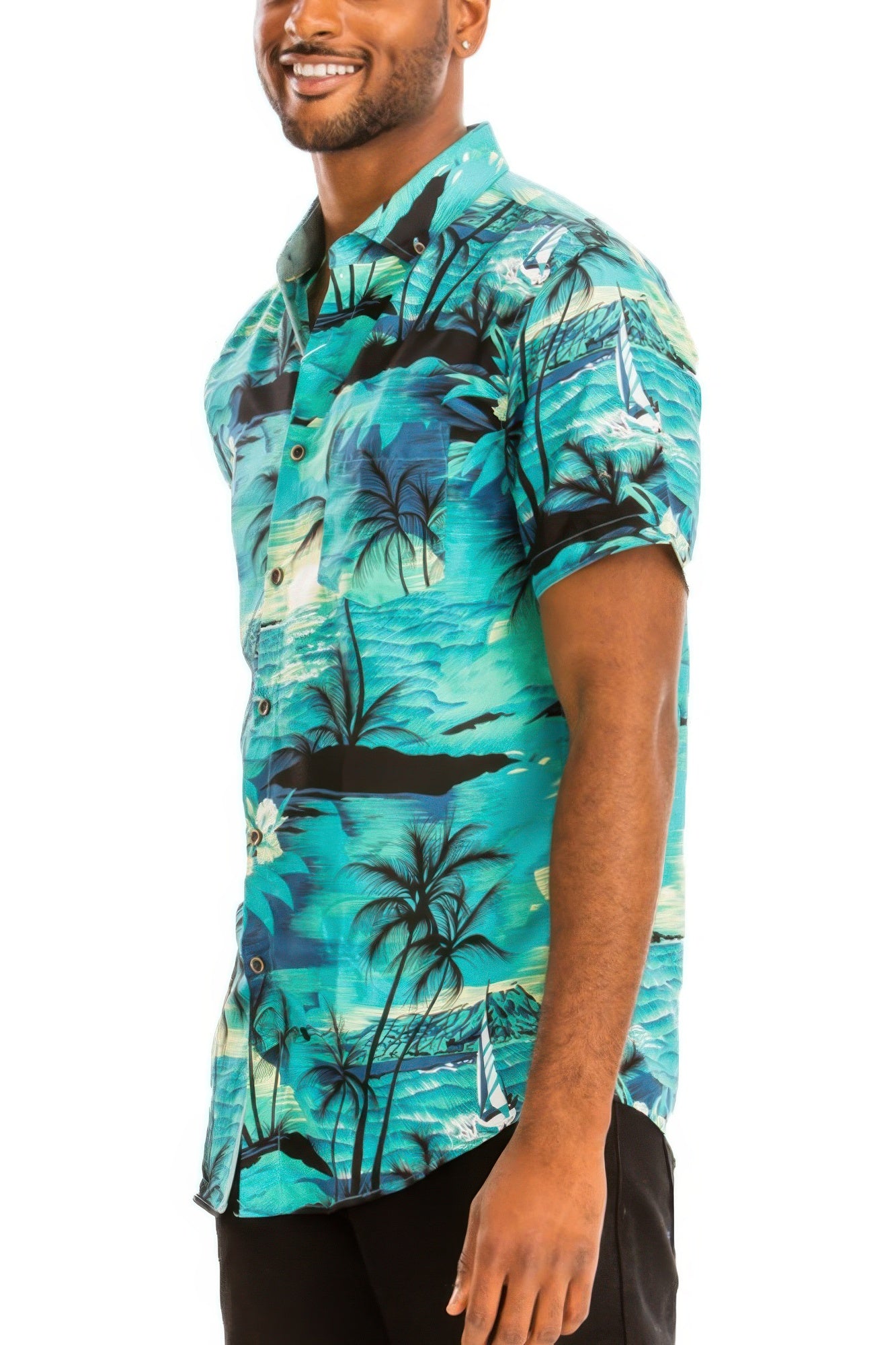 Hawaiian Print Button Down Shirt Multi Floral 2