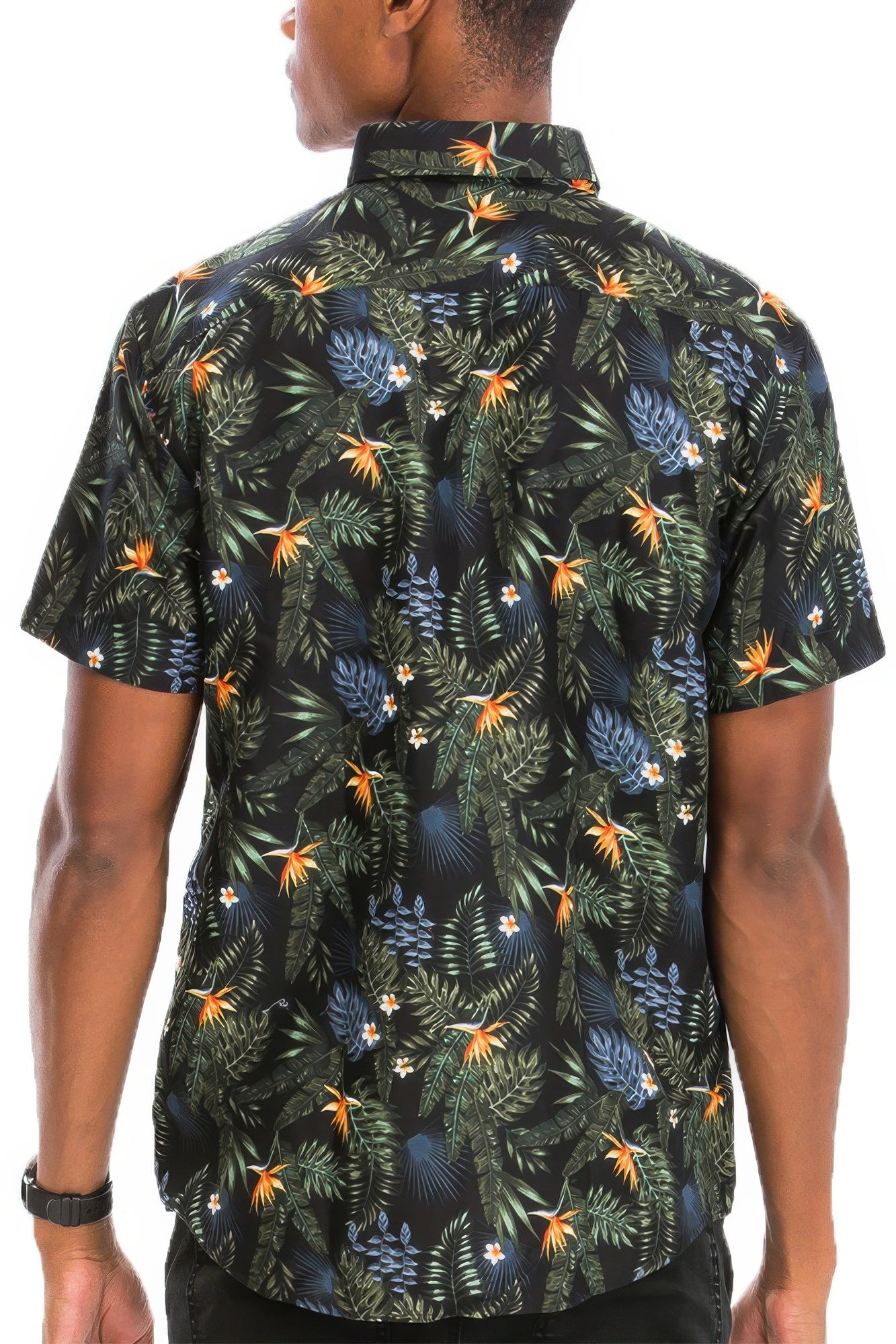 Hawaiian Print Button Down Shirt Multi Flower 4