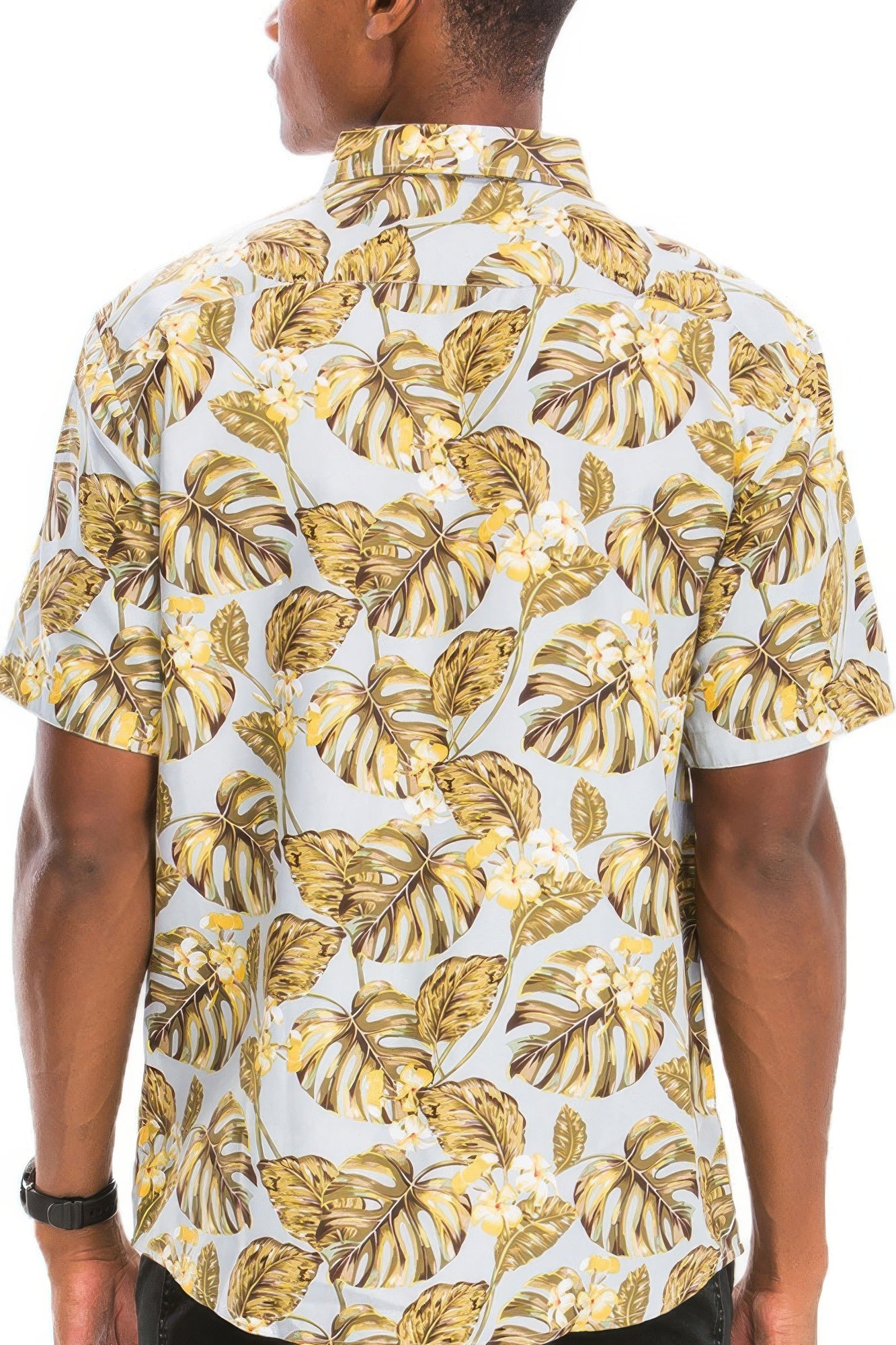 Hawaiian Print Button Down Shirt Multi Yellow 4