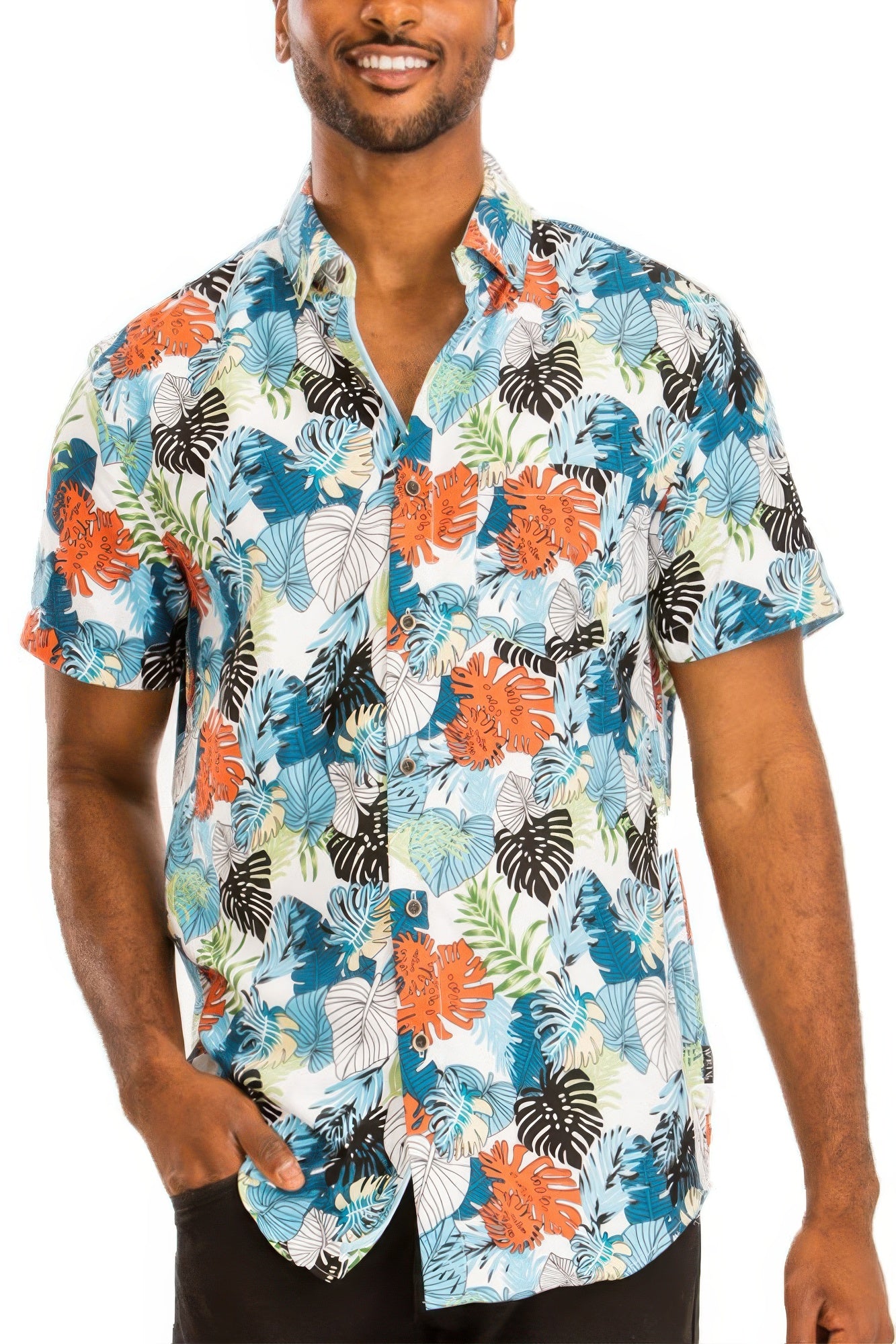 Hawaiian Print Button Down Shirt Multicolor