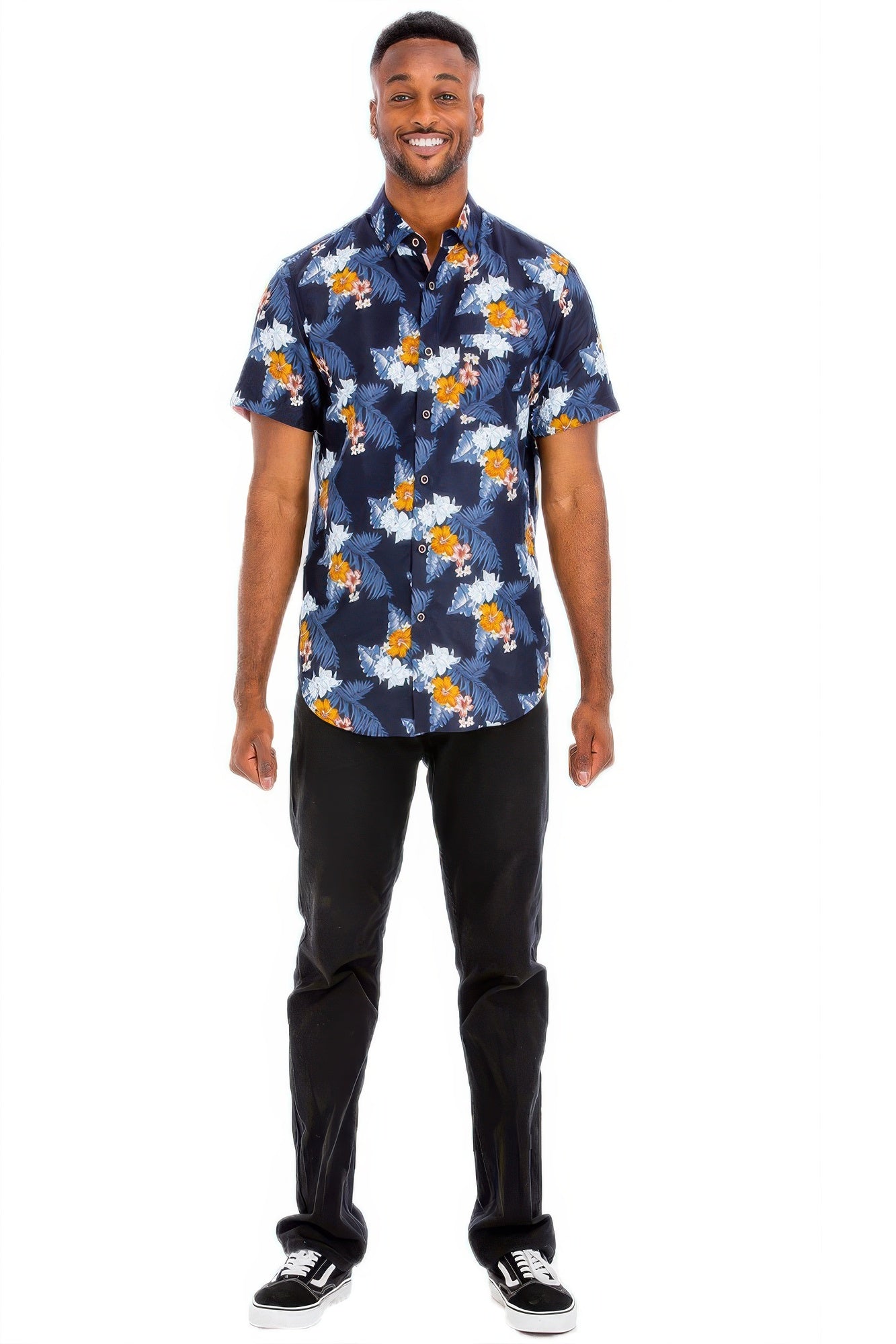Hawaiian Print Button Down Shirt Multicolor Blue 2