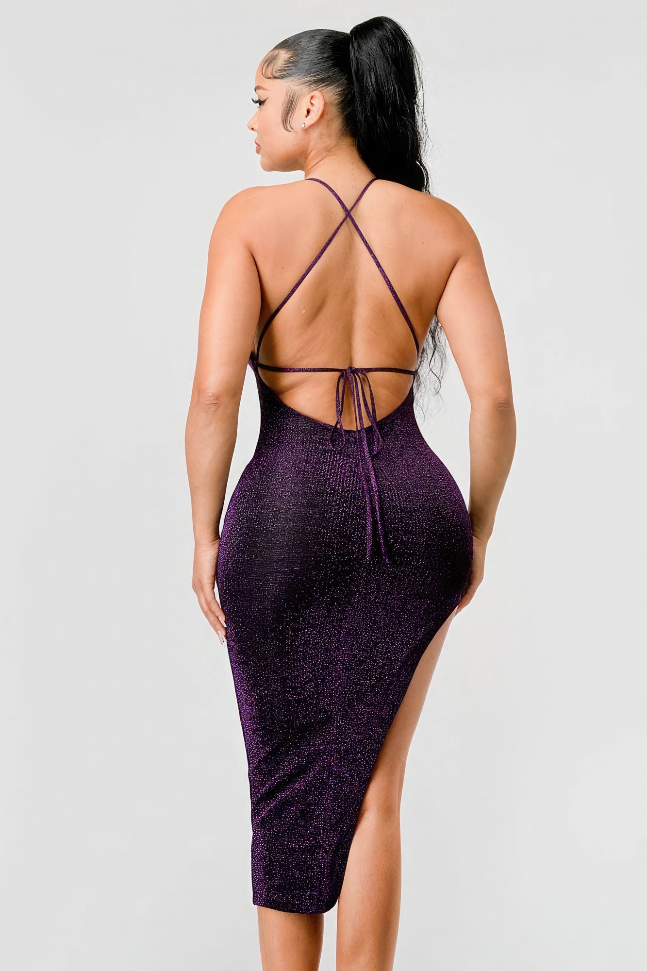 Metallic Glitter Sweetheart Dress Purple 4