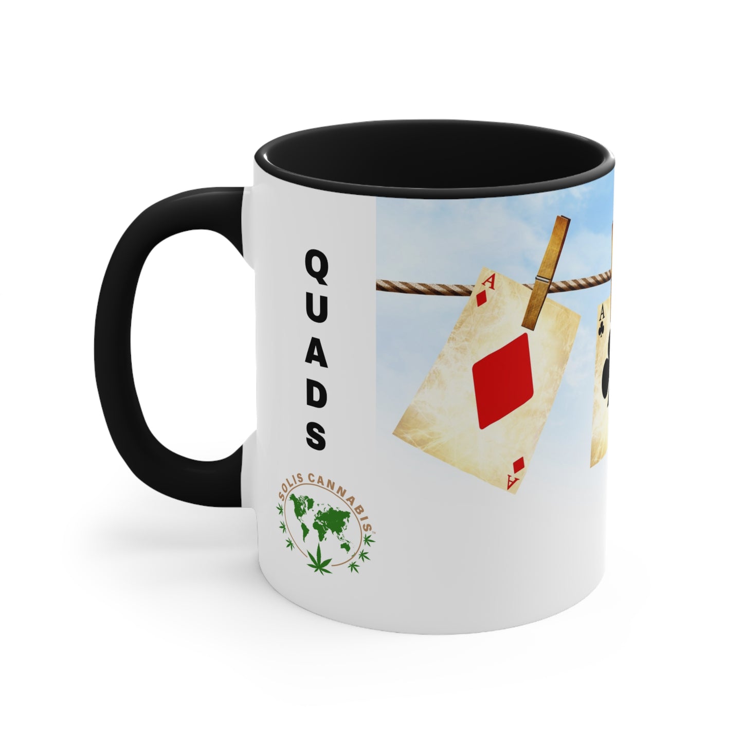 Quad Aces Mug Black Color Logo