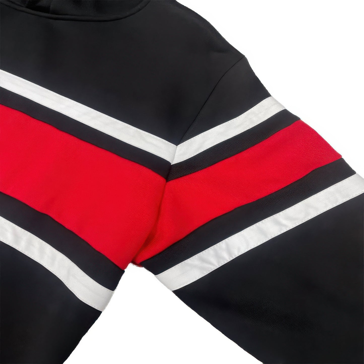 Solid With Three Stripe Pullover Hoodie Black Red 3