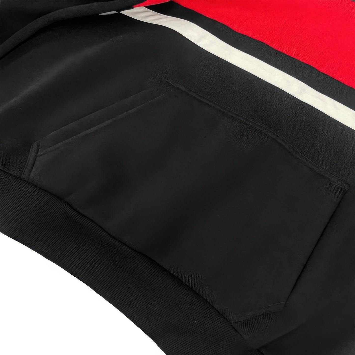 Solid With Three Stripe Pullover Hoodie Black Red 4