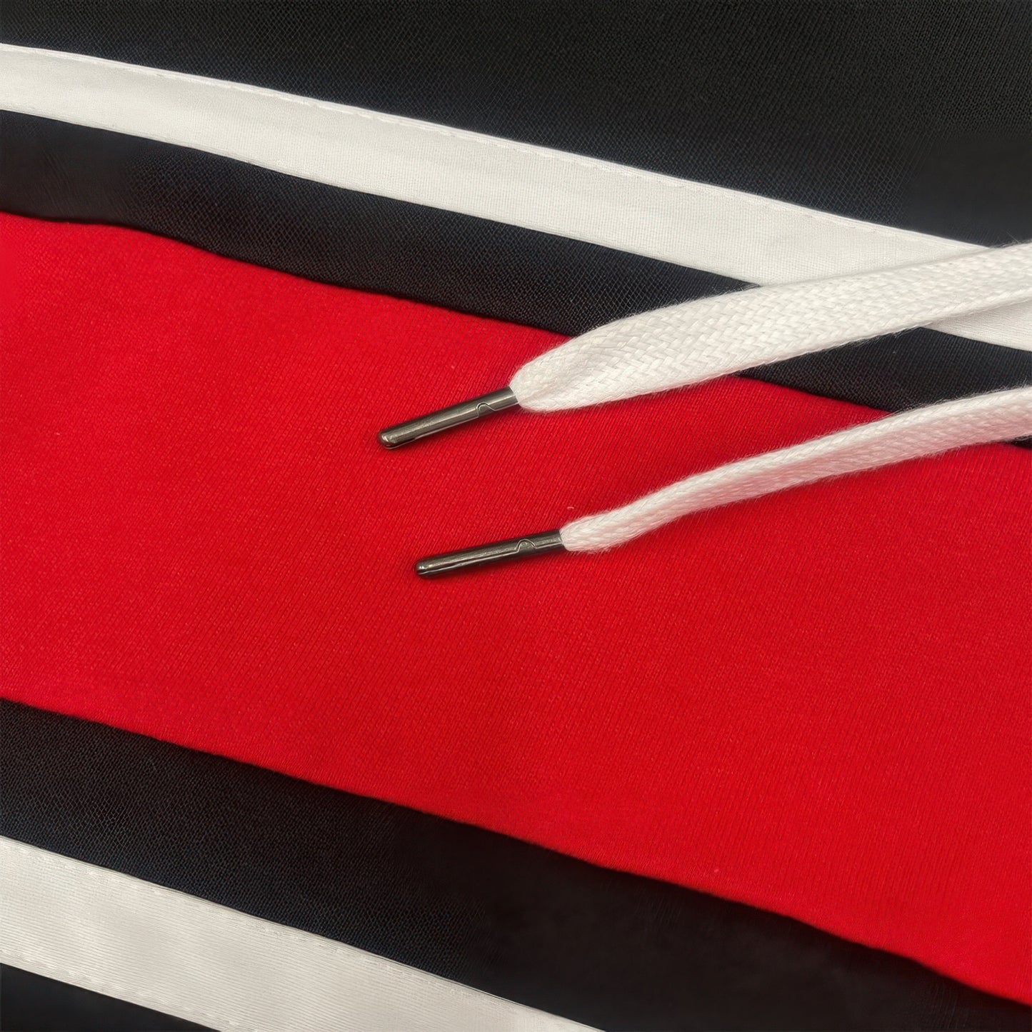 Solid With Three Stripe Pullover Hoodie Black Red 8