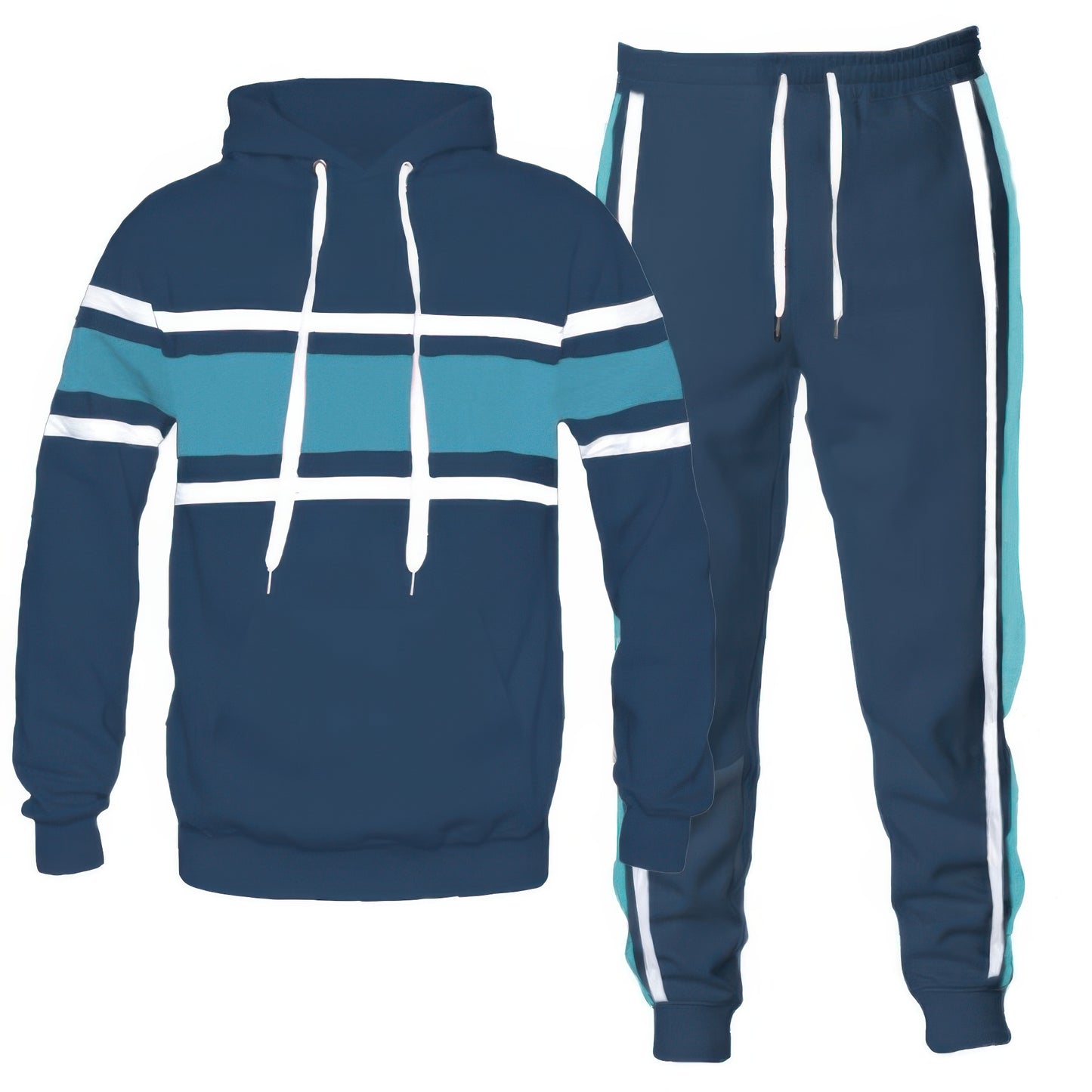 Solid With Three Stripe Pullover Hoodie Navy Sky