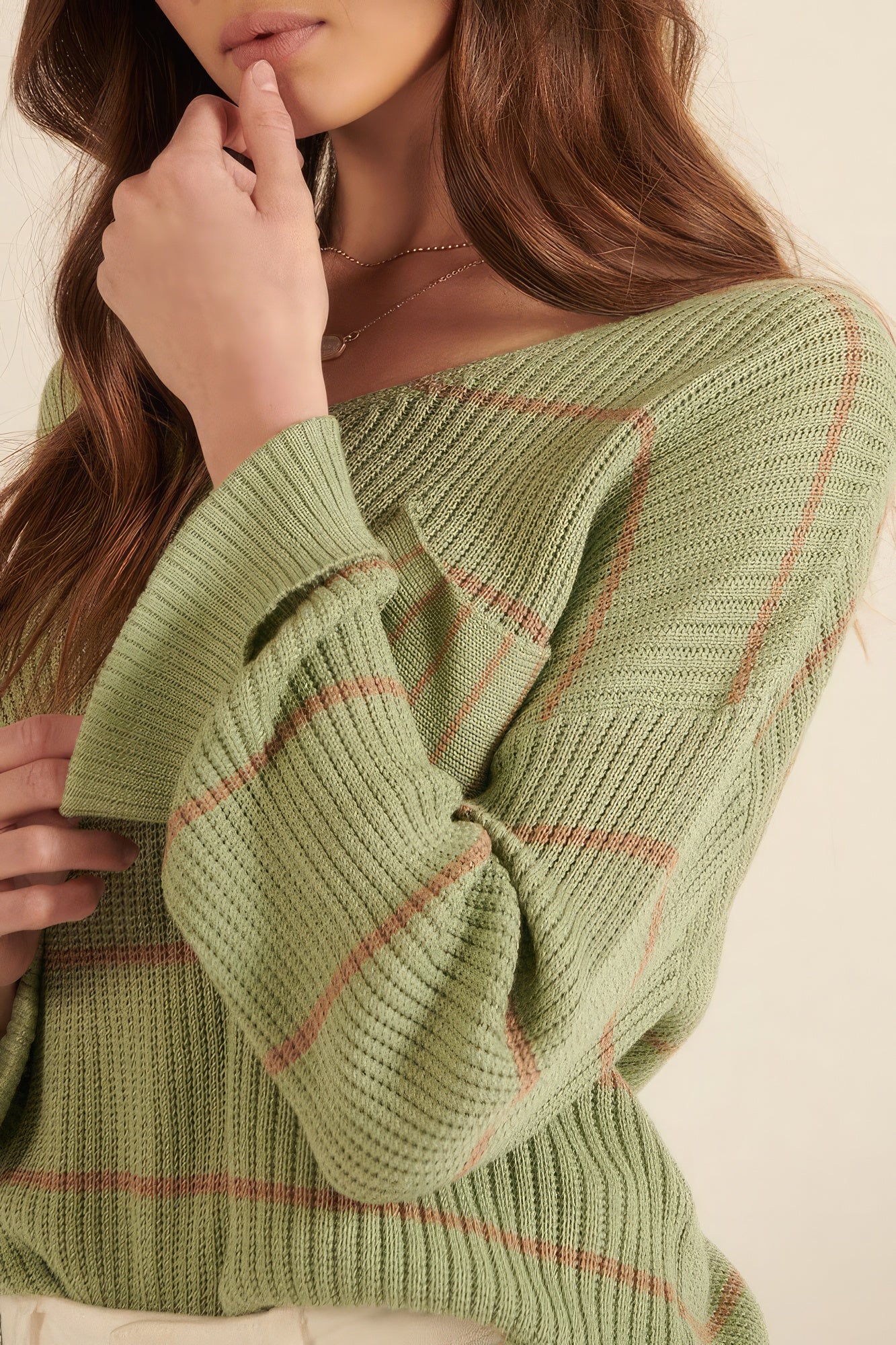 Striped Rib-knit Oversized Pocket Sweater Pocket