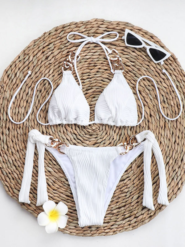 Swimsuit sexy bikini fashion ladies two piece swimsuit White 2