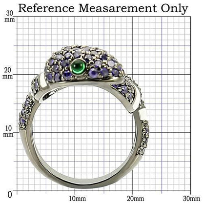 0W184 - Ruthenium Snake Brass Ring with AAA Grade CZ in Multi Color