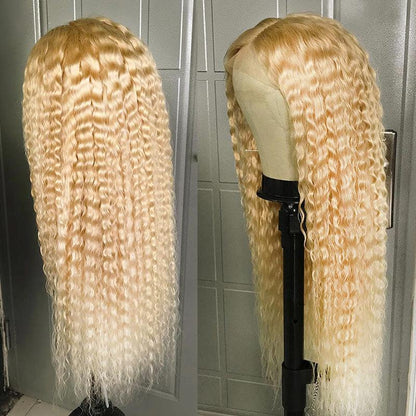30 Inch Raw Virgin Human Hair Deep Wave 613 Blonde Lace Front Closure Wig