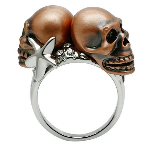 3W001 - Special Color White Skull Metal Ring with Top Grade Crystal