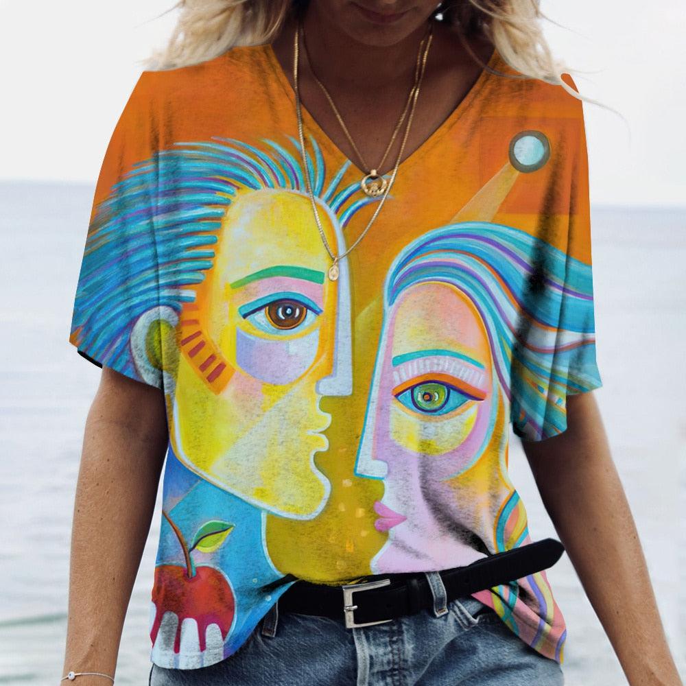 Abstract Art Face Print Women's Clothing 3d Oversized