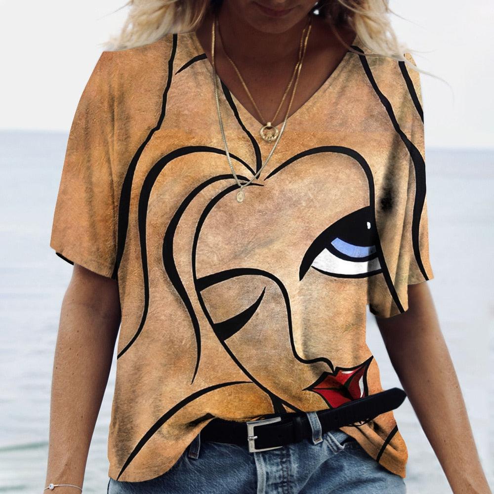 Abstract Art Face Print Women's Clothing 3d Oversized