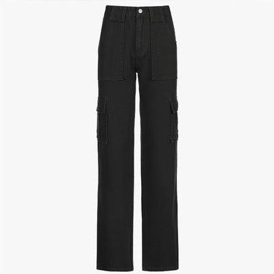 Autumn Overalls Baggy Straight Jeans Oversized Women's Fashion Low Waist Trousers Vintage 90S Cargo Pants