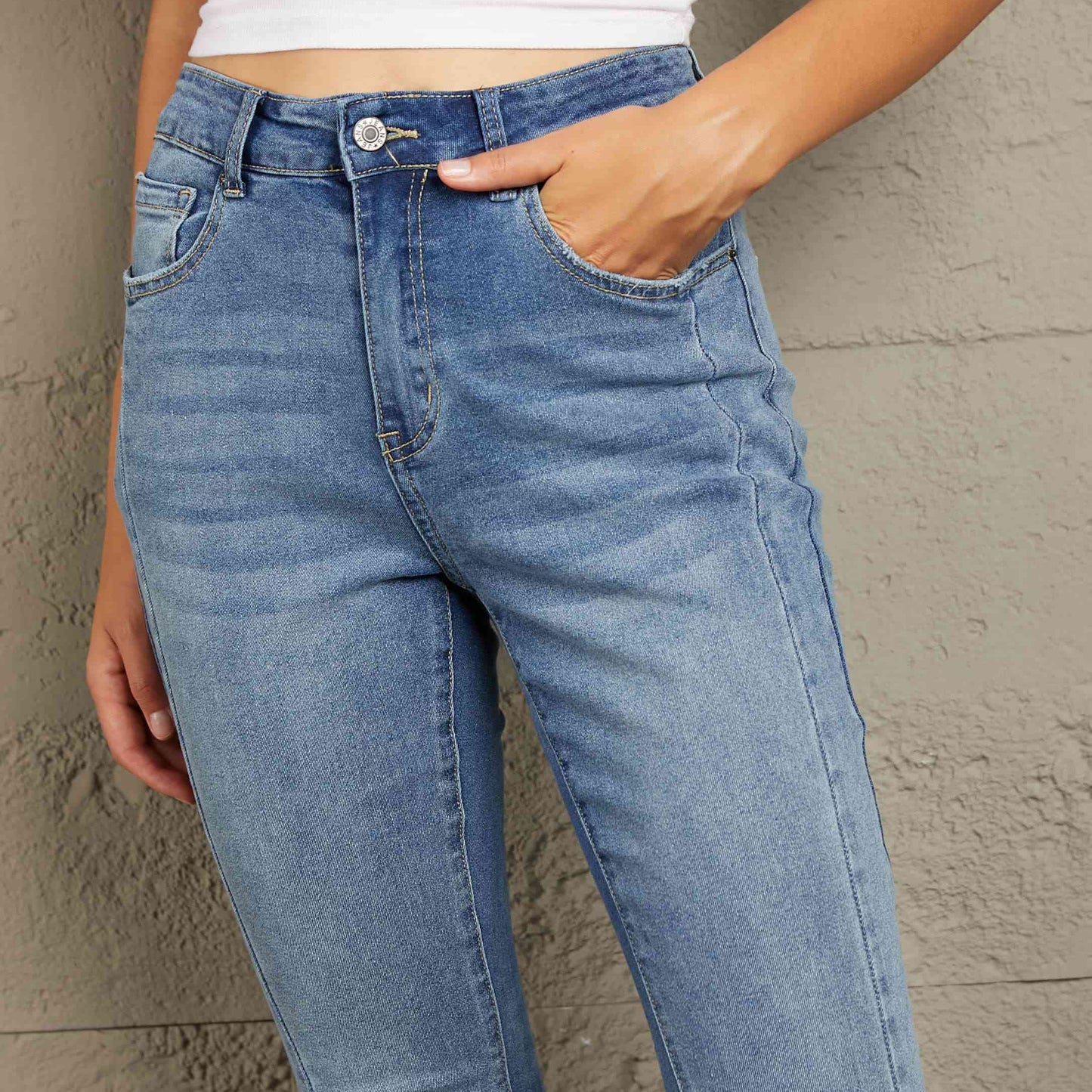 Baeful High Waist Flare Jeans with Pockets