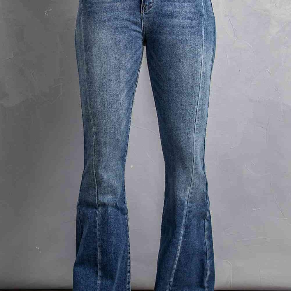 Baeful High Waist Flare Jeans with Pockets