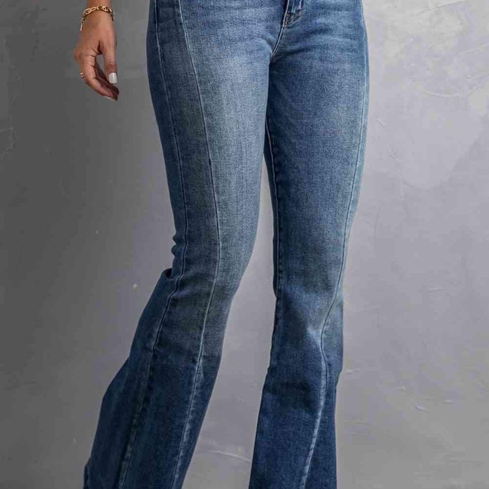 Baeful High Waist Flare Jeans with Pockets