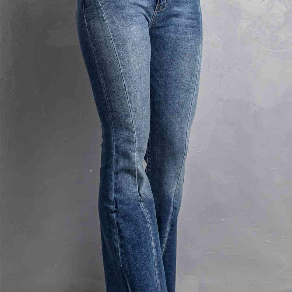 Baeful High Waist Flare Jeans with Pockets