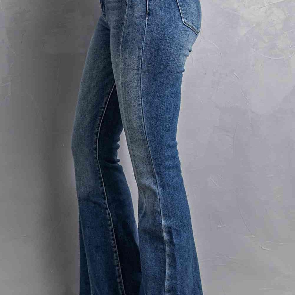 Baeful High Waist Flare Jeans with Pockets