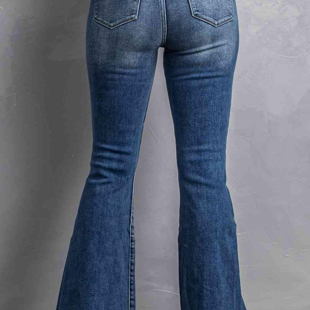 Baeful High Waist Flare Jeans with Pockets