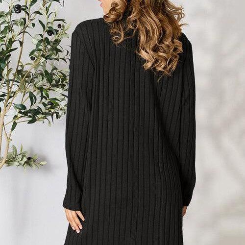 Basic Bae Full Size Ribbed Open Front Cardigan with Pockets