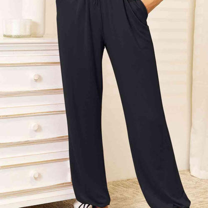 Basic Bae Full Size Soft Rayon Drawstring Waist Pants with Pockets