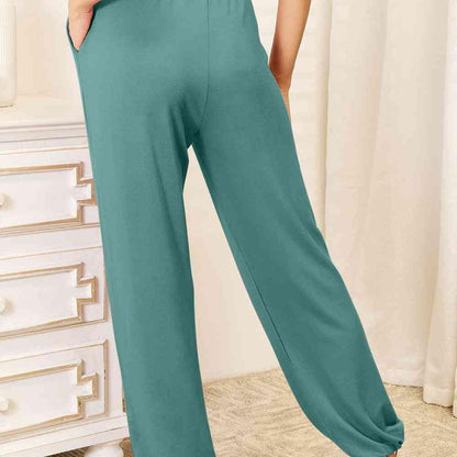 Basic Bae Full Size Soft Rayon Drawstring Waist Pants with Pockets