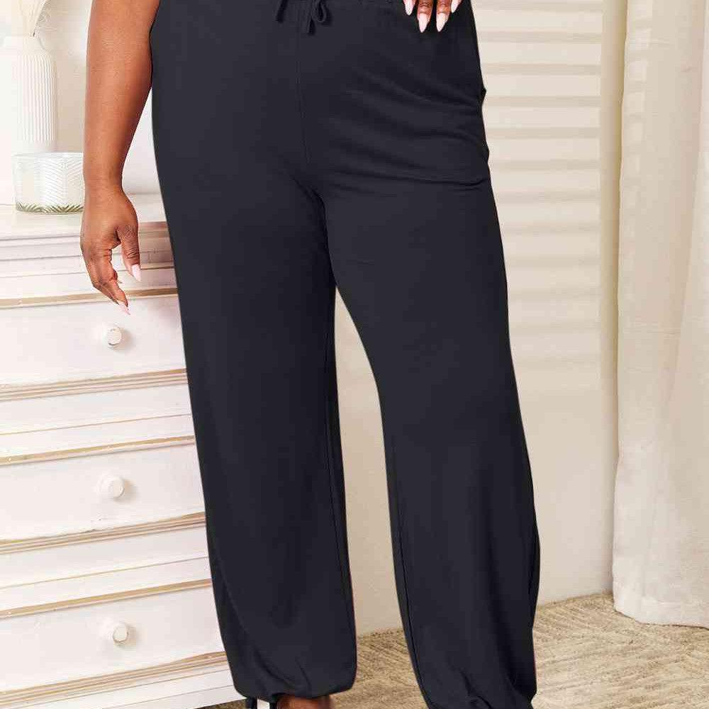 Basic Bae Full Size Soft Rayon Drawstring Waist Pants with Pockets