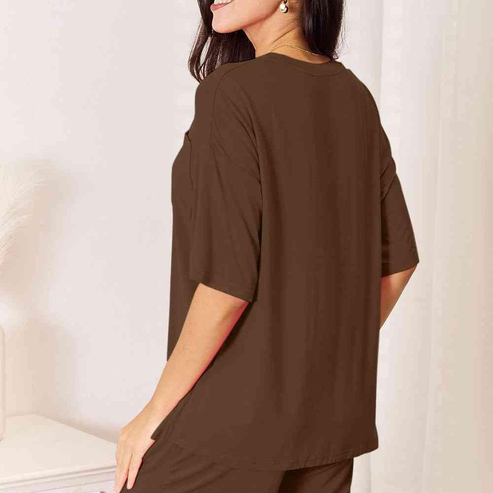 Basic Bae Full Size Soft Rayon Half Sleeve Top and Shorts Set