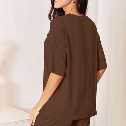 Basic Bae Full Size Soft Rayon Half Sleeve Top and Shorts Set