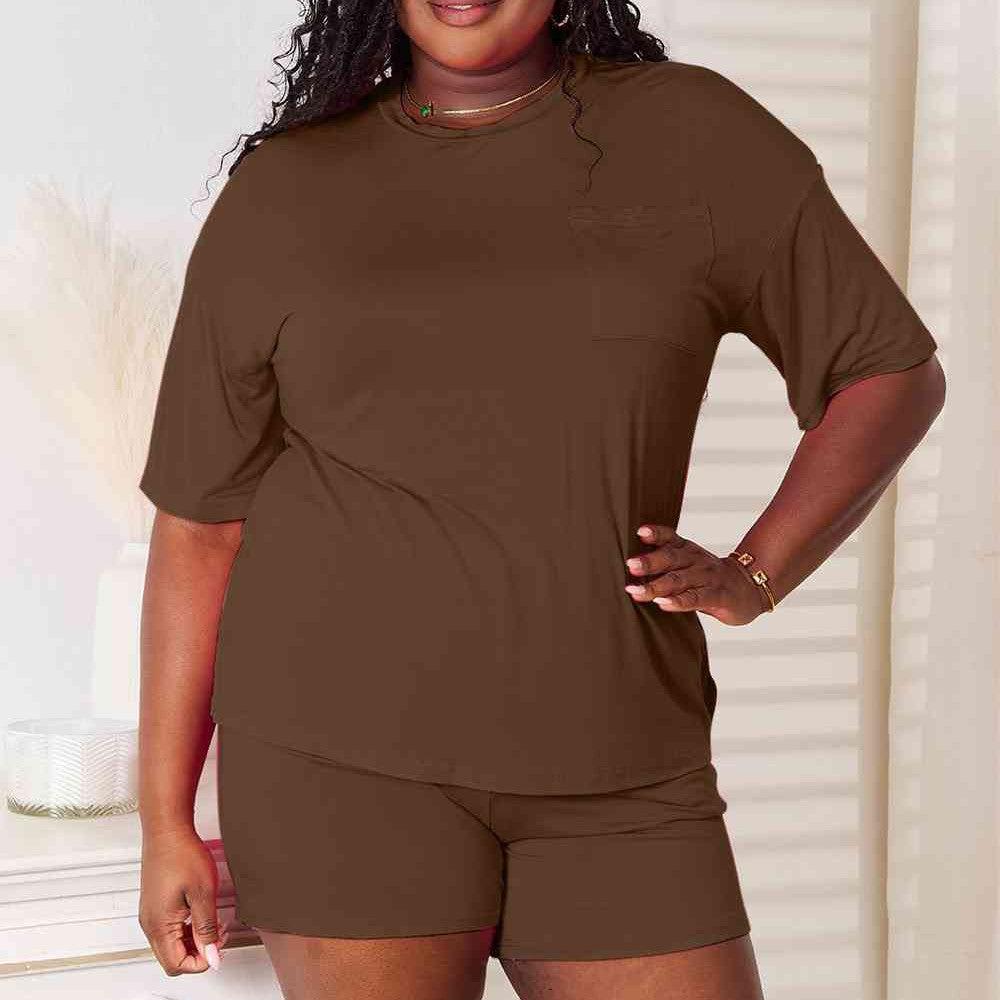 Basic Bae Full Size Soft Rayon Half Sleeve Top and Shorts Set