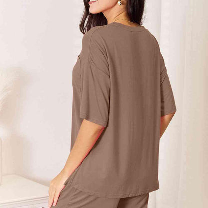 Basic Bae Full Size Soft Rayon Half Sleeve Top and Shorts Set