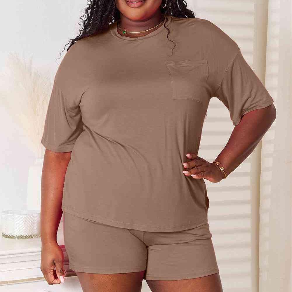 Basic Bae Full Size Soft Rayon Half Sleeve Top and Shorts Set