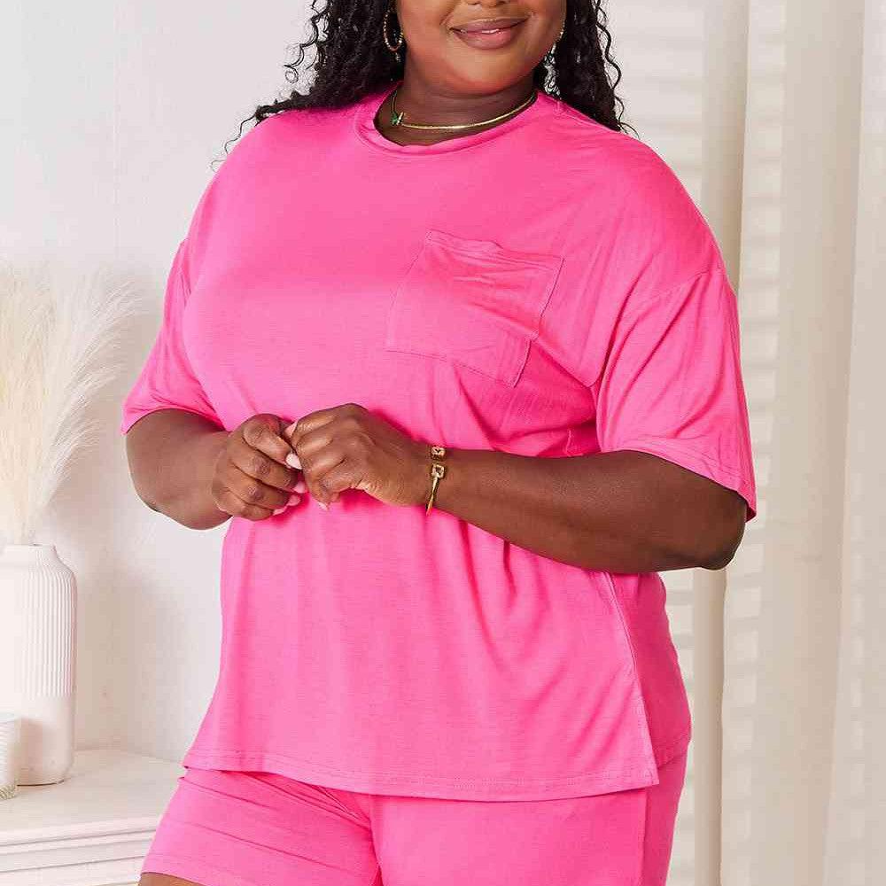 Basic Bae Full Size Soft Rayon Half Sleeve Top and Shorts Set