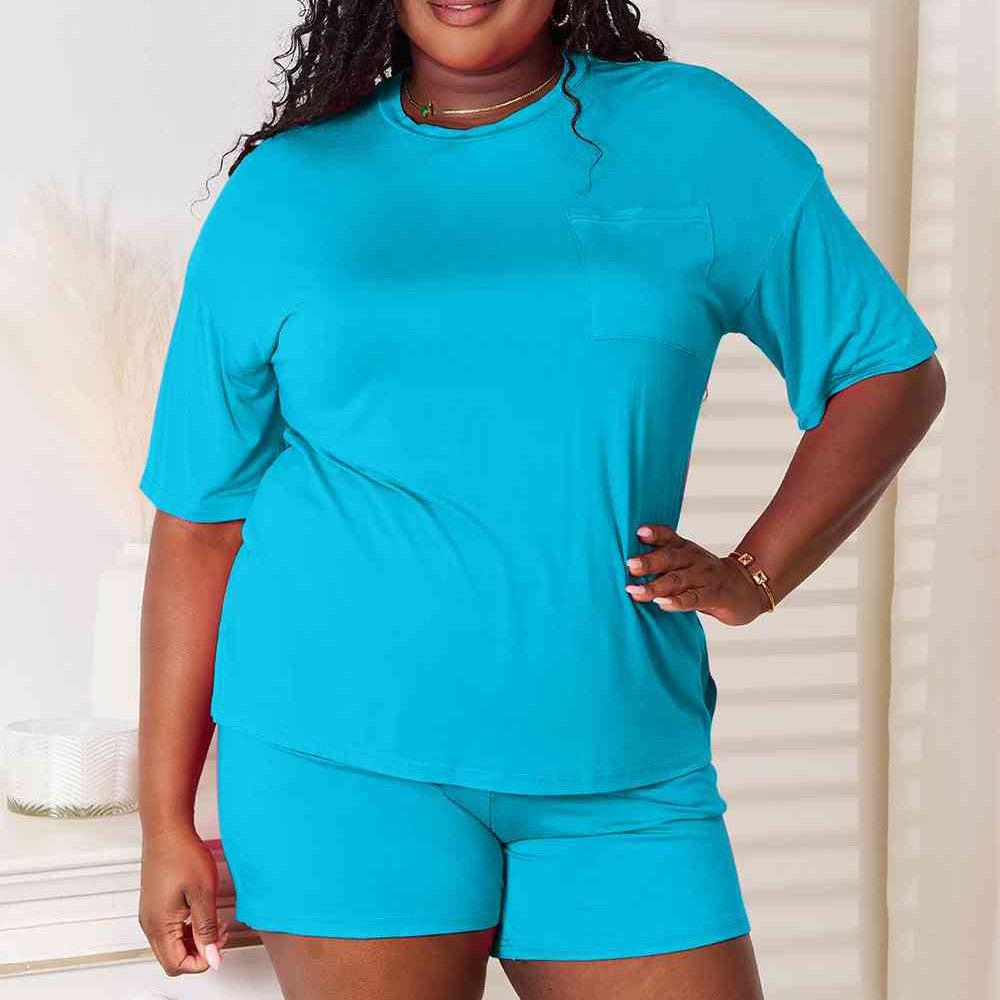 Basic Bae Full Size Soft Rayon Half Sleeve Top and Shorts Set