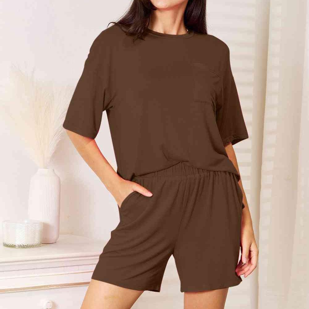 Basic Bae Full Size Soft Rayon Half Sleeve Top and Shorts Set