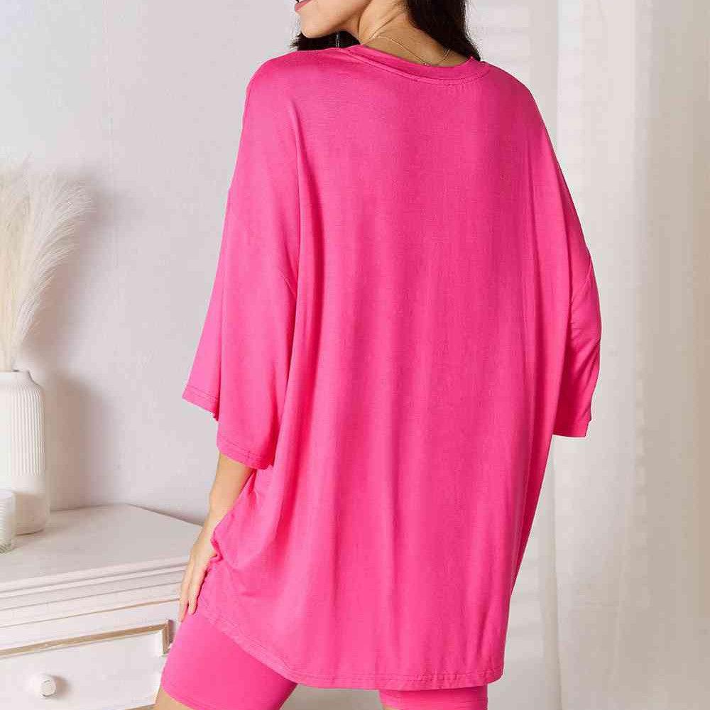 Basic Bae Full Size Soft Rayon Three-Quarter Sleeve Top and Shorts Set