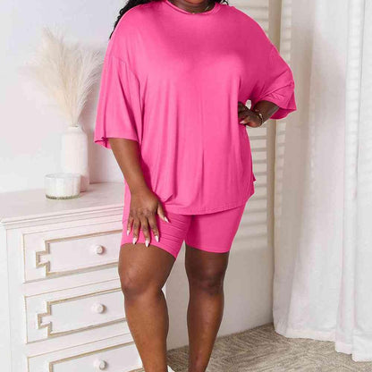 Basic Bae Full Size Soft Rayon Three-Quarter Sleeve Top and Shorts Set