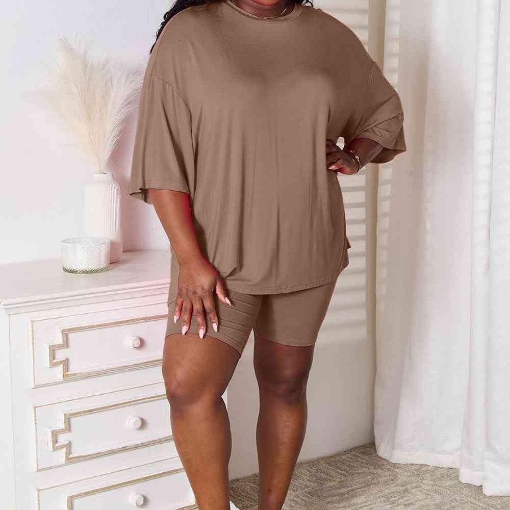 Basic Bae Full Size Soft Rayon Three-Quarter Sleeve Top and Shorts Set