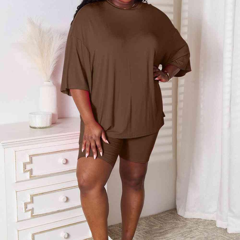 Basic Bae Full Size Soft Rayon Three-Quarter Sleeve Top and Shorts Set