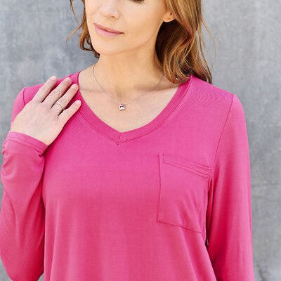 Basic Bae Full Size V-Neck Long Sleeve Top