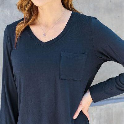 Basic Bae Full Size V-Neck Long Sleeve Top