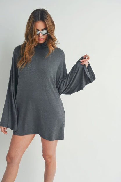 Bell Sleeve Turtle Neck Dress Front