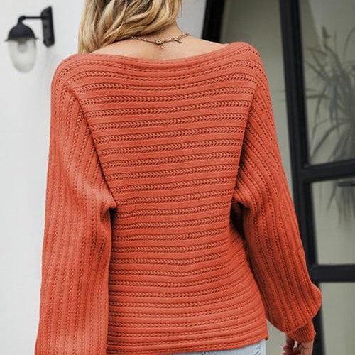 Boat Neck Batwing Sleeve Sweater