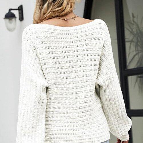 Boat Neck Batwing Sleeve Sweater