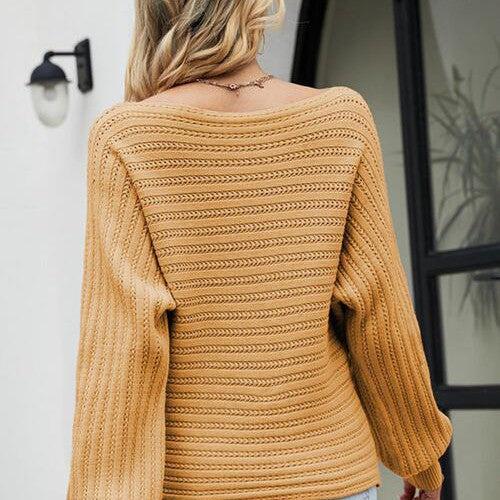 Boat Neck Batwing Sleeve Sweater